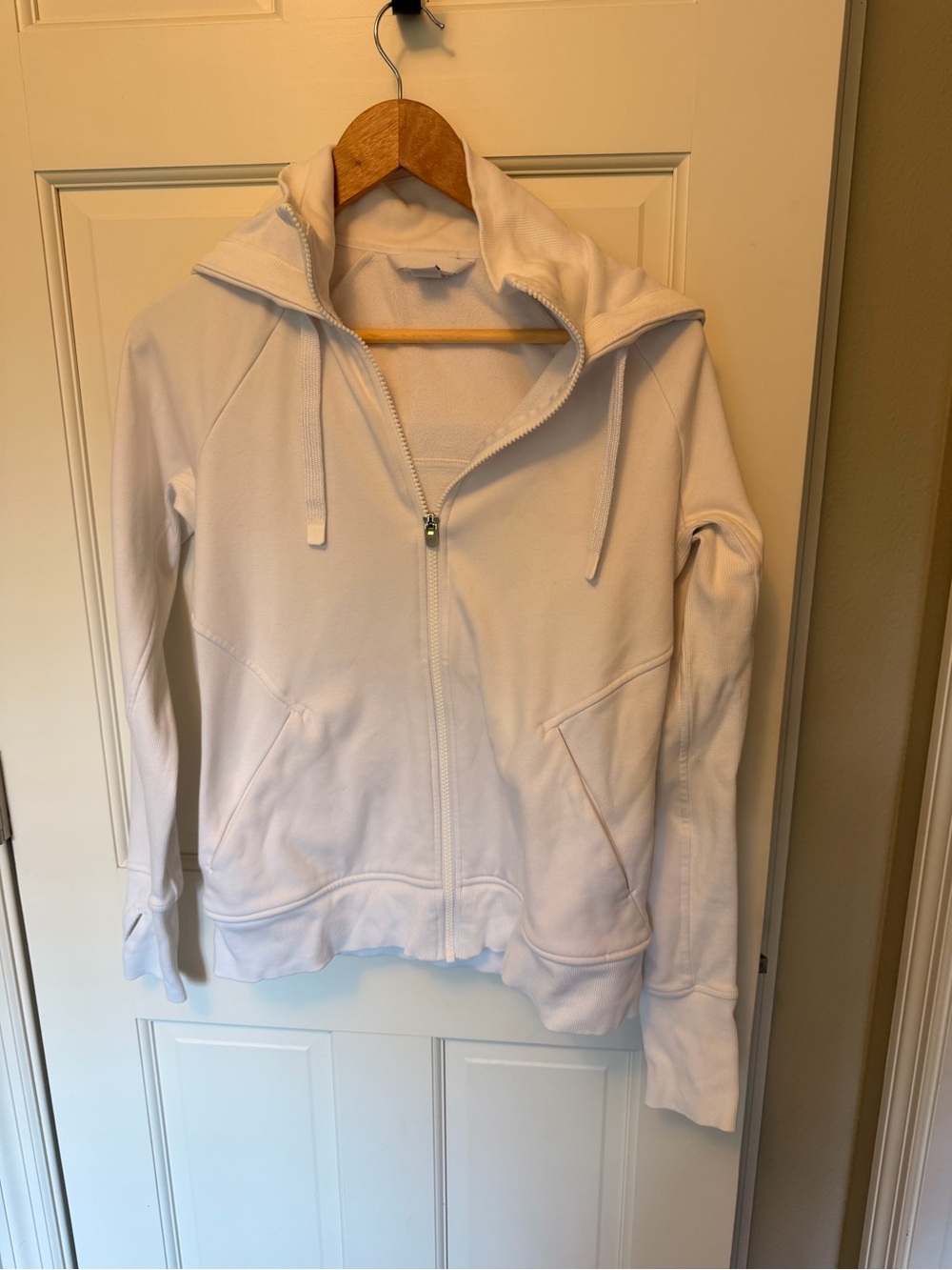 Athleta White Full-Zip Hooded Utility Jacket